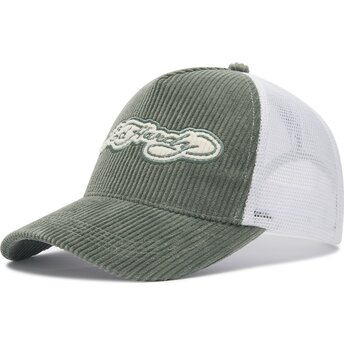 Petten gebogen groen snapback Embroidery Applique Cord van Ed Hardy