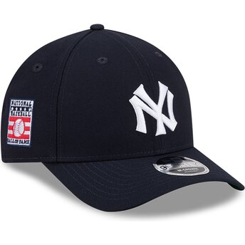 Petten gebogen marineblauw snapback 9FORTY M-Crown Hall Of Fame van New York Yankees MLB van New Era