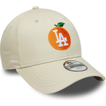 Petten gebogen beige verstelbaar voor kinderen 9FORTY Fruit Icon Orange van Los Angeles Dodgers MLB van New Era