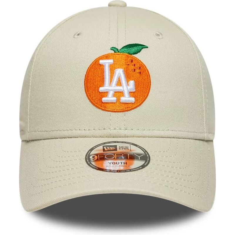 petten-gebogen-beige-verstelbaar-voor-kinderen-9forty-fruit-icon-orange-van-los-angeles-dodgers-mlb-van-new-era