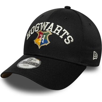 Petten gebogen zwart snapback voor kinderen 9FORTY Wordmark van Hogwarts Harry Potter van New Era