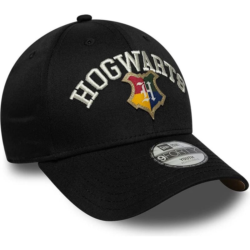petten-gebogen-zwart-snapback-voor-kinderen-9forty-wordmark-van-hogwarts-harry-potter-van-new-era