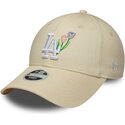 petten-gebogen-beige-verstelbaar-9forty-flower-icon-van-los-angeles-dodgers-mlb-van-new-era