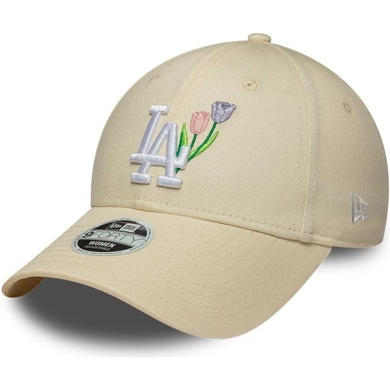 petten-gebogen-beige-verstelbaar-9forty-flower-icon-van-los-angeles-dodgers-mlb-van-new-era