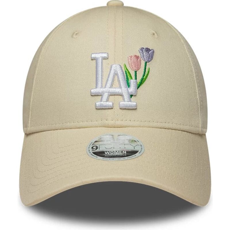 petten-gebogen-beige-verstelbaar-9forty-flower-icon-van-los-angeles-dodgers-mlb-van-new-era