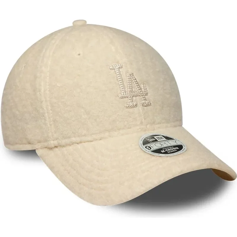 petten-gebogen-beige-snapback-9forty-m-crown-winter-borg-van-los-angeles-dodgers-mlb-van-new-era