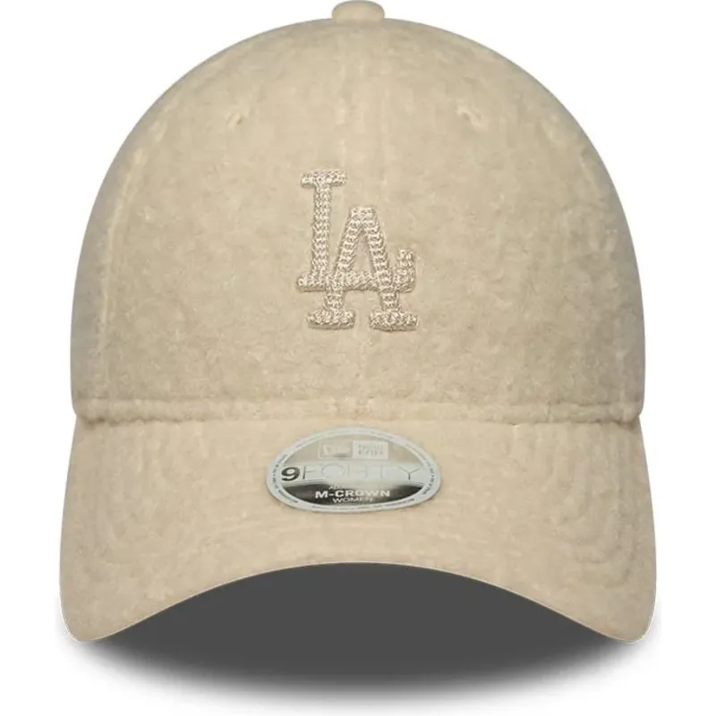 petten-gebogen-beige-snapback-9forty-m-crown-winter-borg-van-los-angeles-dodgers-mlb-van-new-era