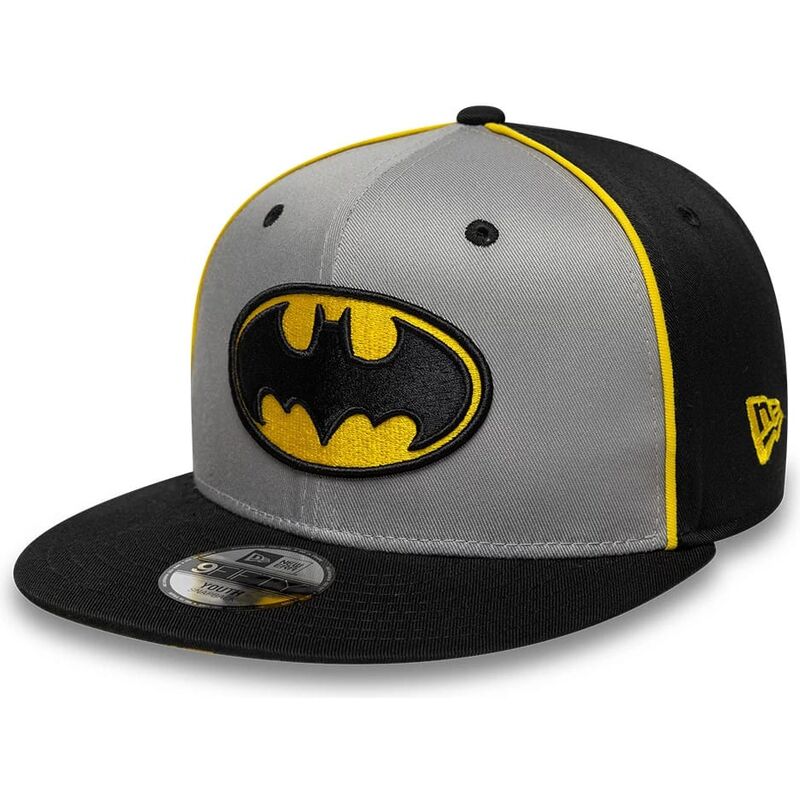 petten-plat-grijs-snapback-voor-kinderen-9fifty-piping-van-batman-dc-comics-van-new-era