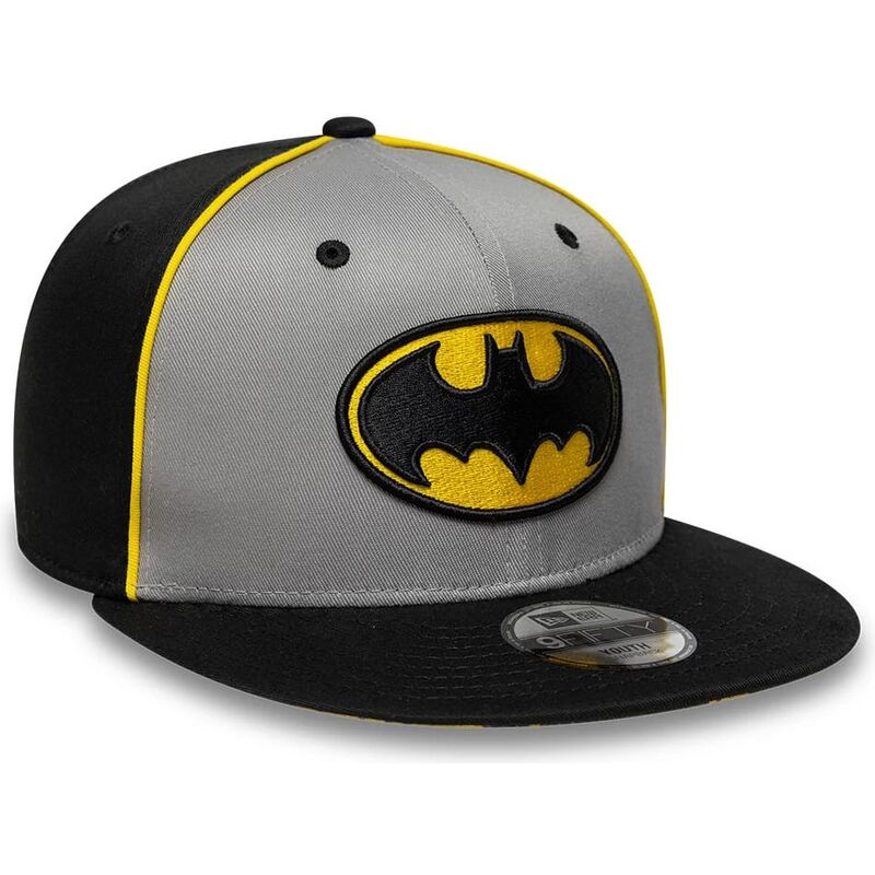 petten-plat-grijs-snapback-voor-kinderen-9fifty-piping-van-batman-dc-comics-van-new-era