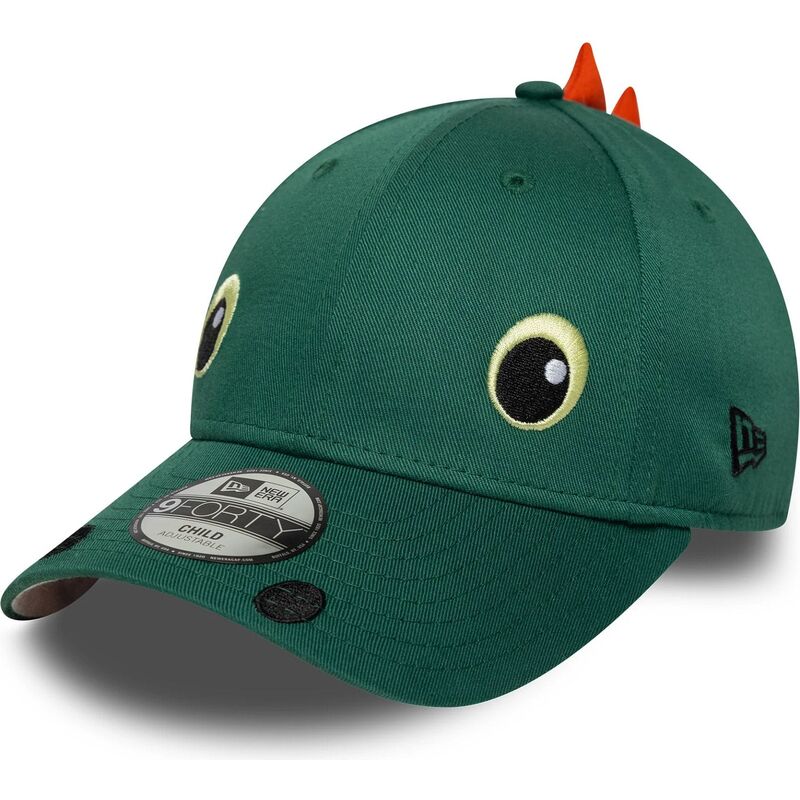 petten-gebogen-groen-snapback-voor-kinderen-9forty-dino-face-van-new-era