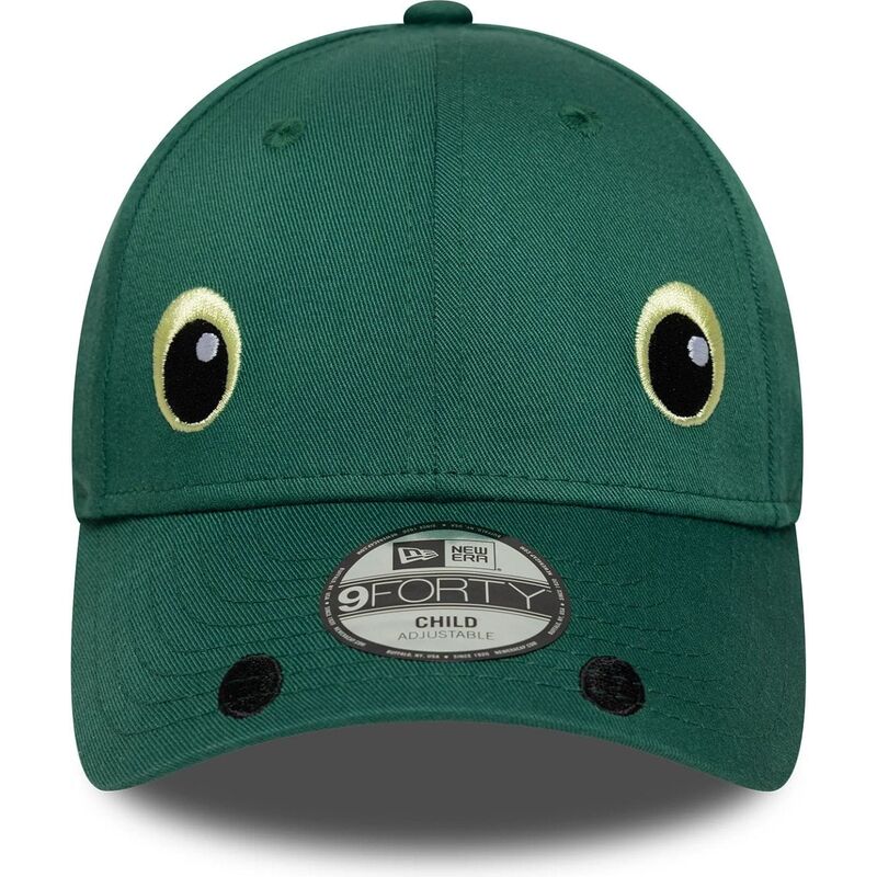 petten-gebogen-groen-snapback-voor-kinderen-9forty-dino-face-van-new-era