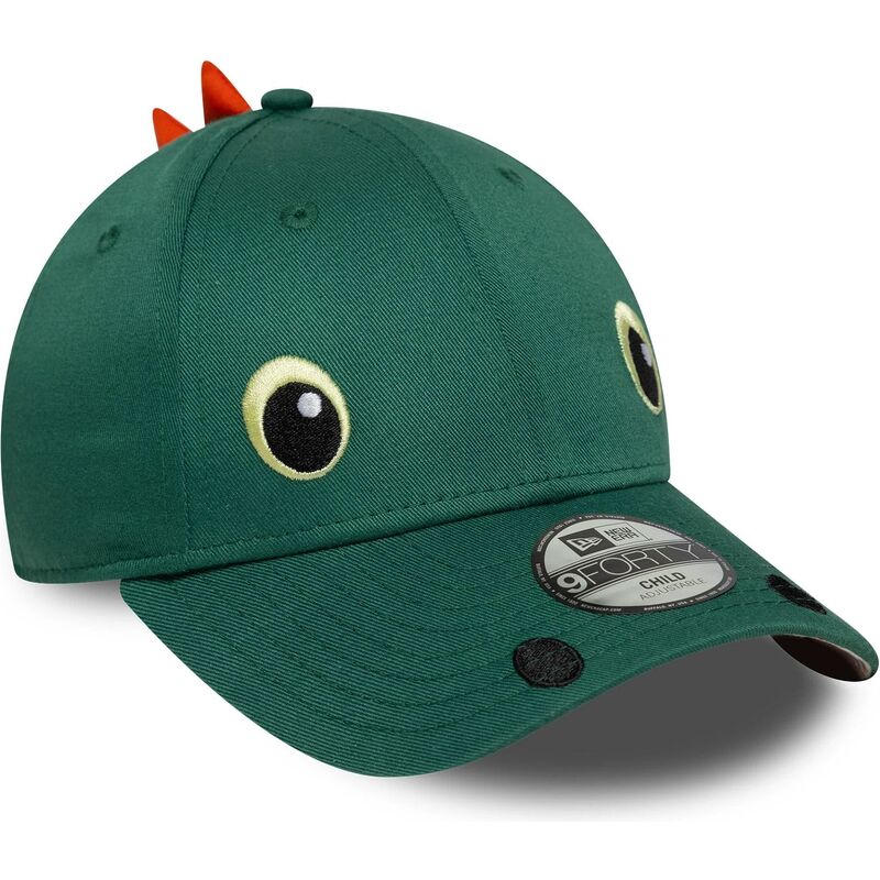 petten-gebogen-groen-snapback-voor-kinderen-9forty-dino-face-van-new-era