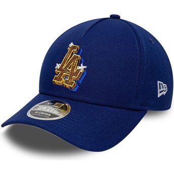 Petten gebogen blauw snapback 9FORTY M-Crown A Frame Emblem van Los Angeles Dodgers MLB van New Era