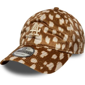 Petten gebogen bruin verstelbaar 9TWENTY Animal Print van Los Angeles Dodgers MLB van New Era