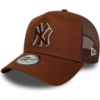 Petten gebogen bruin snapback E Frame Outline van New York Yankees MLB van New Era