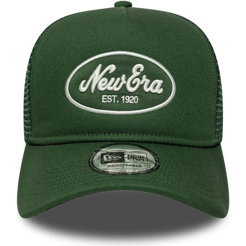petten-gebogen-groen-snapback-a-frame-oval-patch-foam-van-new-era