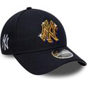 petten-gebogen-marineblauw-snapback-9forty-m-crown-a-frame-emblem-van-new-york-yankees-mlb-van-new-era