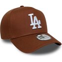 petten-gebogen-bruin-snapback-e-frame-league-essential-van-los-angeles-dodgers-mlb-van-new-era