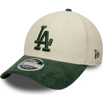 Petten gebogen beige snapback 9FORTY M-Crown Cord van Los Angeles Dodgers MLB van New Era