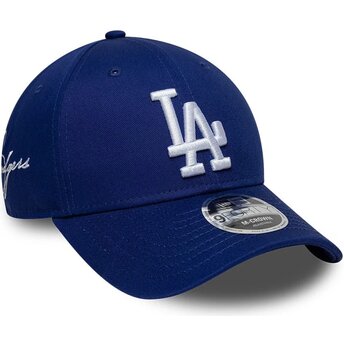 Petten gebogen blauw snapback 9FORTY M-Crown Side Script van Los Angeles Dodgers MLB van New Era