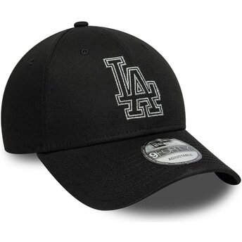 Petten gebogen zwart verstelbaar 9FORTY Metallic Outline van Los Angeles Dodgers MLB van New Era