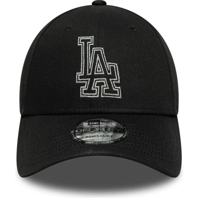petten-gebogen-zwart-verstelbaar-9forty-metallic-outline-van-los-angeles-dodgers-mlb-van-new-era