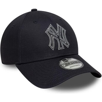 Petten gebogen marineblauw verstelbaar 9FORTY Metallic Outline van New York Yankees MLB van New Era