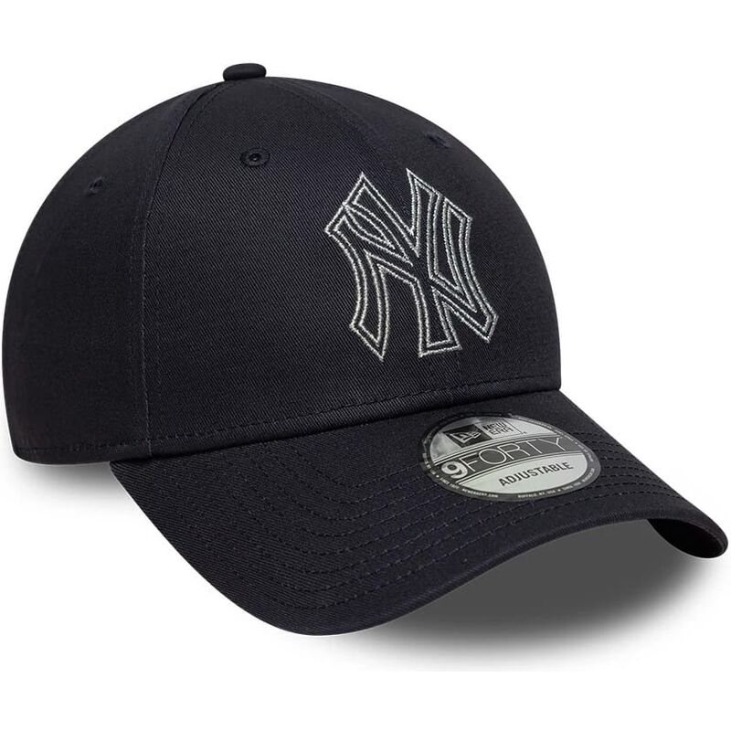 petten-gebogen-marineblauw-verstelbaar-9forty-metallic-outline-van-new-york-yankees-mlb-van-new-era