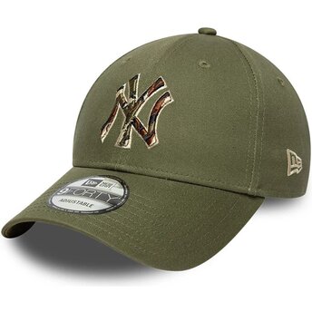 Petten gebogen groen verstelbaar 9FORTY Outline Camo van New York Yankees MLB van New Era