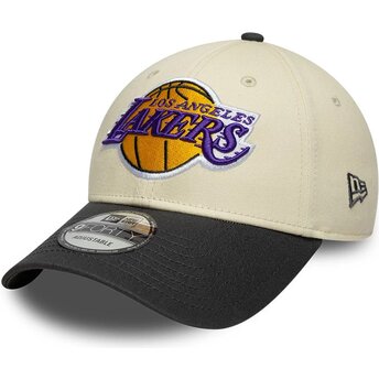 Petten gebogen beige verstelbaar 9FORTY Colour Block van Los Angeles Lakers NBA van New Era