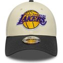 petten-gebogen-beige-verstelbaar-9forty-colour-block-van-los-angeles-lakers-nba-van-new-era