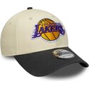 petten-gebogen-beige-verstelbaar-9forty-colour-block-van-los-angeles-lakers-nba-van-new-era