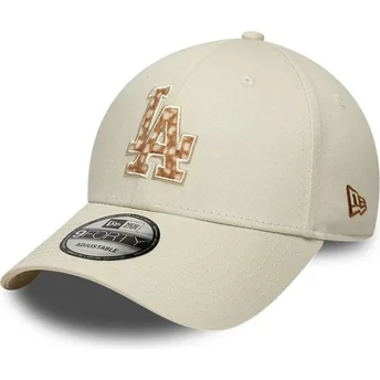 Petten gebogen beige verstelbaar 9FORTY Faux Pony Infill van Los Angeles Dodgers MLB van New Era
