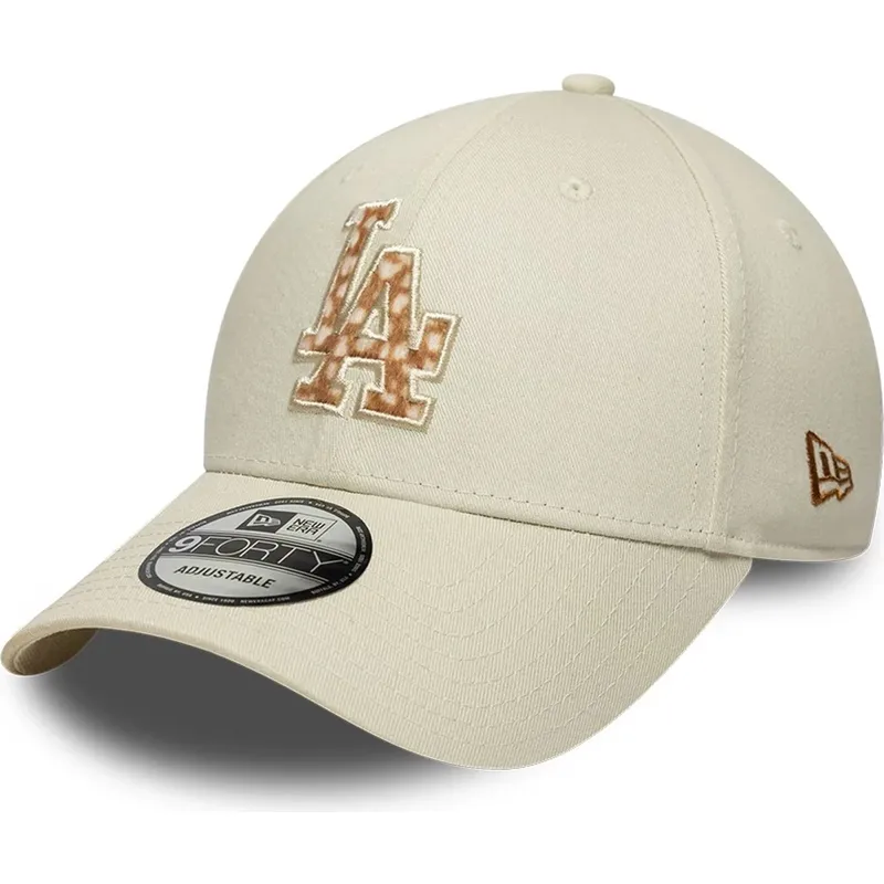 petten-gebogen-beige-verstelbaar-9forty-faux-pony-infill-van-los-angeles-dodgers-mlb-van-new-era