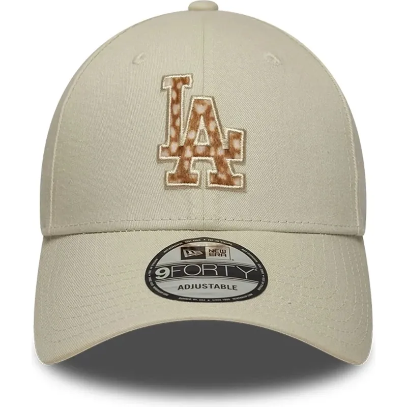 petten-gebogen-beige-verstelbaar-9forty-faux-pony-infill-van-los-angeles-dodgers-mlb-van-new-era