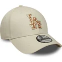 petten-gebogen-beige-verstelbaar-9forty-faux-pony-infill-van-los-angeles-dodgers-mlb-van-new-era