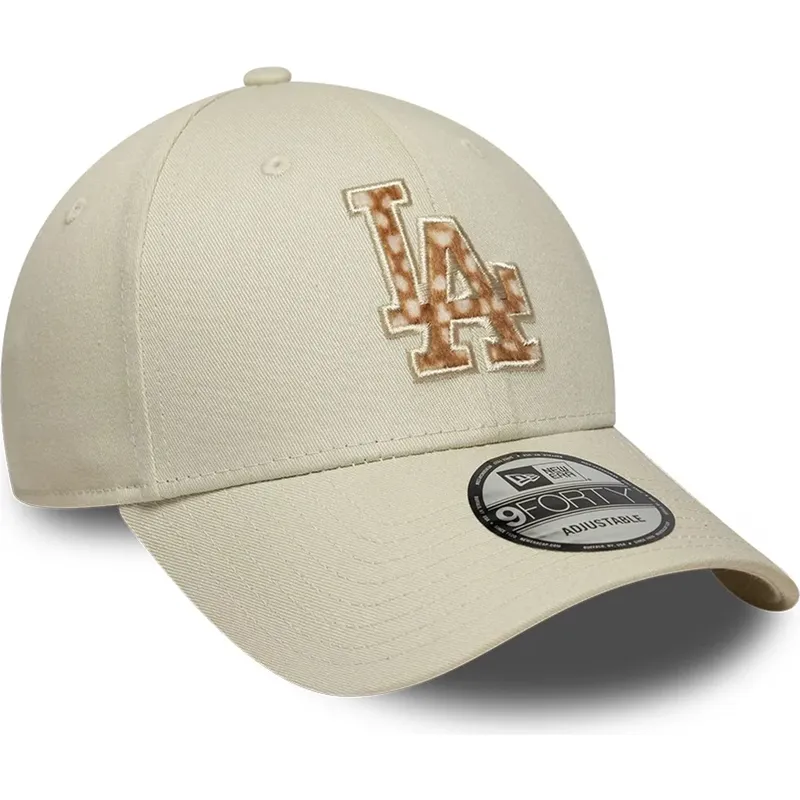 petten-gebogen-beige-verstelbaar-9forty-faux-pony-infill-van-los-angeles-dodgers-mlb-van-new-era