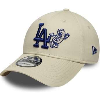 Petten gebogen beige verstelbaar 9FORTY Food Icon van Los Angeles Dodgers MLB van New Era
