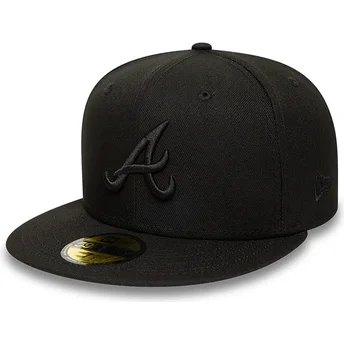 Petten plat zwart fitted 59FIFTY van Atlanta Braves MLB van New Era
