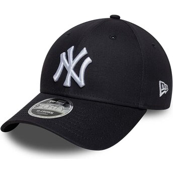 Petten gebogen marineblauw snapback 9FORTY M-Crown Side Script van New York Yankees MLB van New Era