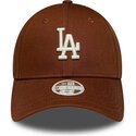 petten-gebogen-bruin-verstelbaar-9forty-league-essential-midi-van-los-angeles-dodgers-mlb-van-new-era
