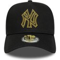 petten-gebogen-zwart-snapback-dorado-e-frame-metallic-outline-van-new-york-yankees-mlb-van-new-era