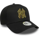 petten-gebogen-zwart-snapback-dorado-e-frame-metallic-outline-van-new-york-yankees-mlb-van-new-era