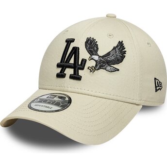 Petten gebogen beige verstelbaar 9FORTY Outdoor Icon van Los Angeles Dodgers MLB van New Era
