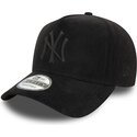 petten-gebogen-zwart-snapback-e-frame-faux-suede-van-new-york-yankees-mlb-van-new-era