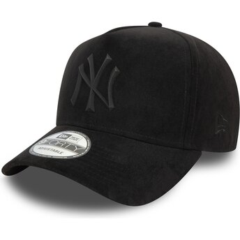 Petten gebogen zwart snapback E Frame Faux Suede van New York Yankees MLB van New Era