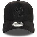 petten-gebogen-zwart-snapback-e-frame-faux-suede-van-new-york-yankees-mlb-van-new-era