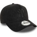 petten-gebogen-zwart-snapback-e-frame-faux-suede-van-new-york-yankees-mlb-van-new-era