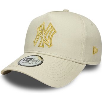 Petten gebogen beige snapback dorado E Frame Metallic Outline van New York Yankees MLB van New Era