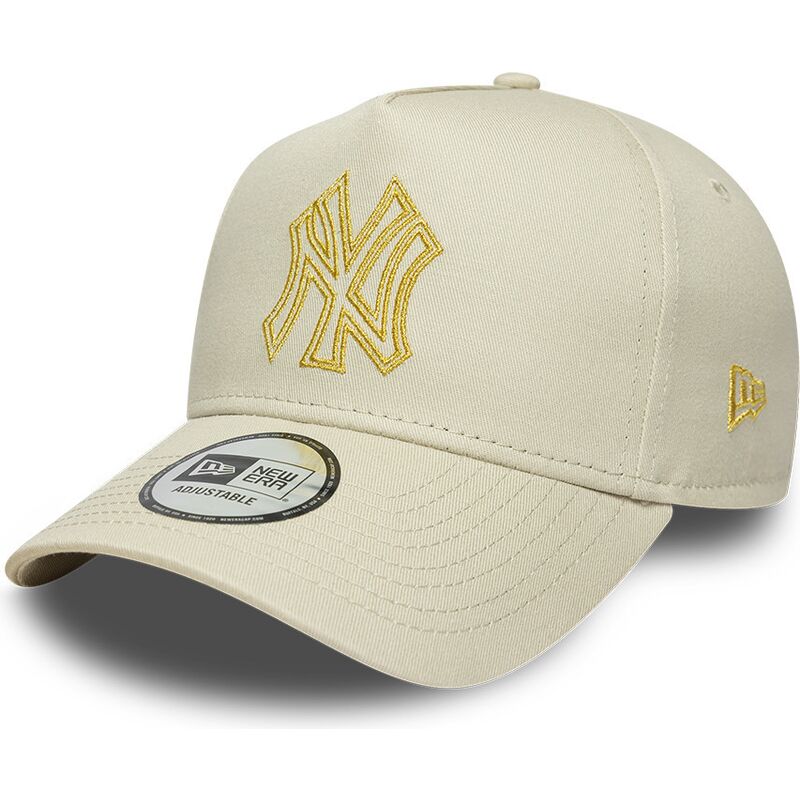 petten-gebogen-beige-snapback-dorado-e-frame-metallic-outline-van-new-york-yankees-mlb-van-new-era